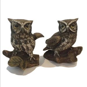 Owls Homeco 1114 Figurines Ceramic Porcelain Bisque Set Of Two